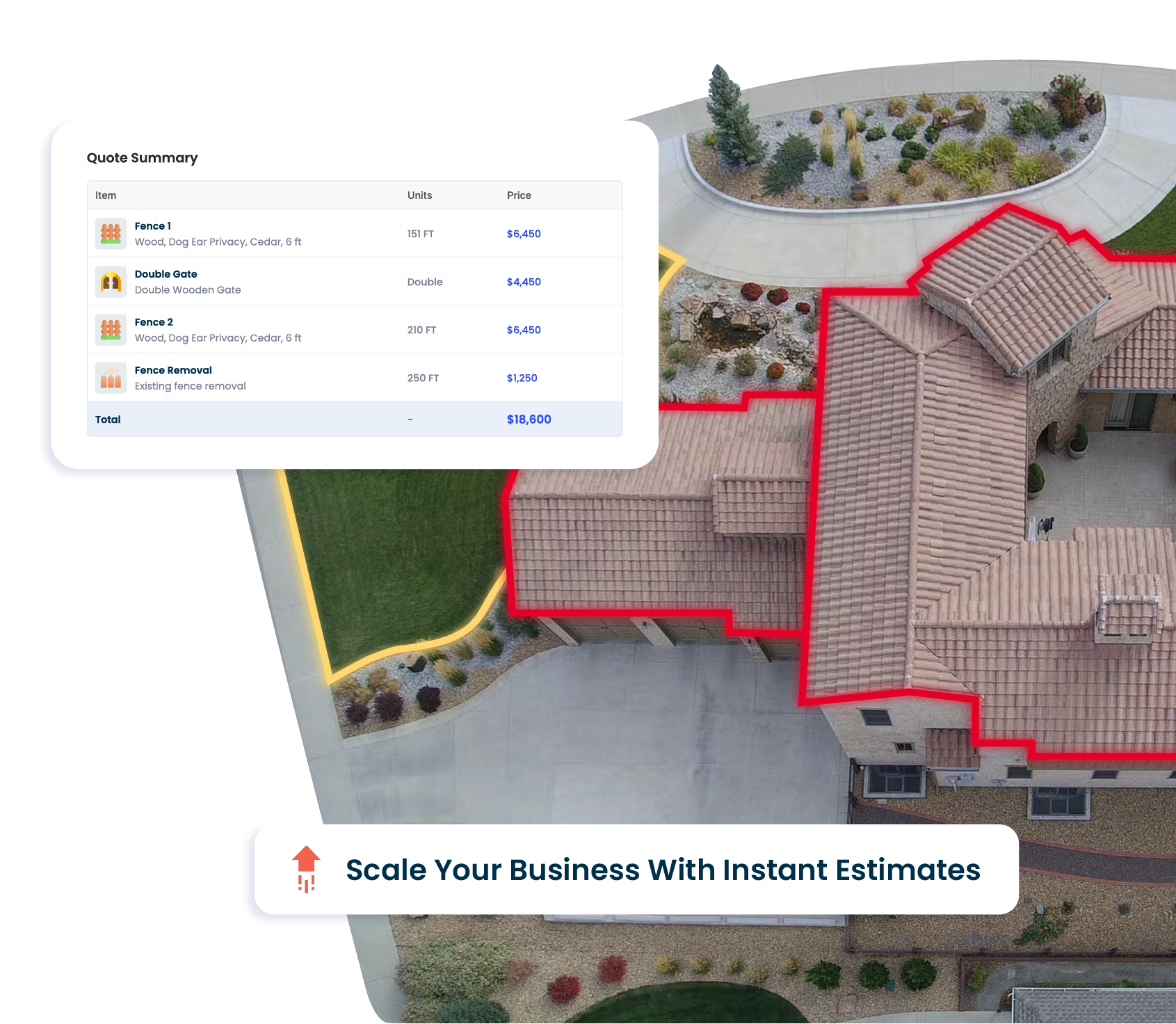 Mockup showing remote job estimation for fencing businesses